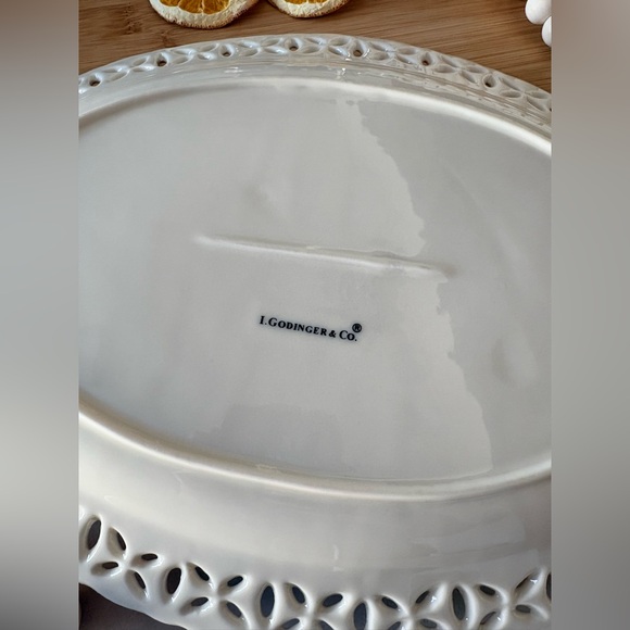 Godinger Regal Cream Pierced Oval Platter | Porcelain Statement Serveware | 14” - Picture 17 of 17